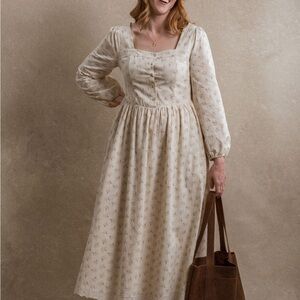 Elegant Cream Floral Dress